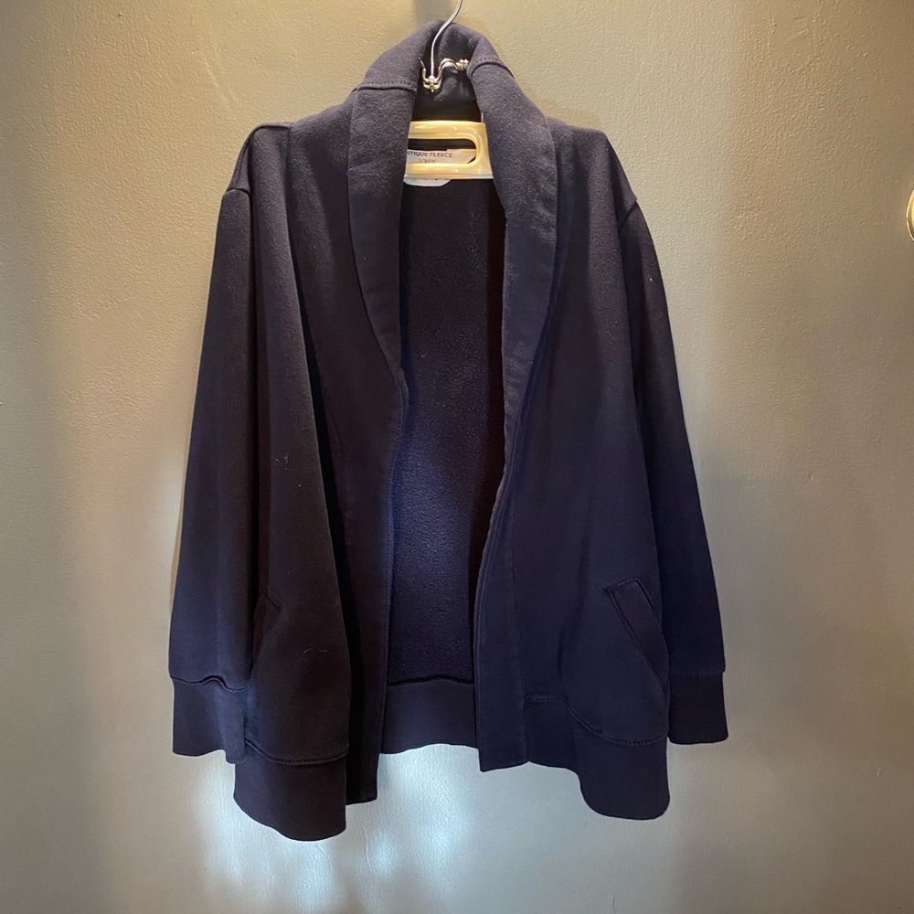 J CREW Antique Fleece Size Sm -Navy Blue Cardigan Sweatshirt
